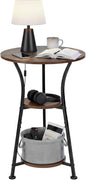 Dulcii Small Round End Table for Narrow and Small Space, 3-Tier Round Accent Couch Beside Table, Modern Side Table Corner Sofa Table Nightstand for Living Room Bedroom