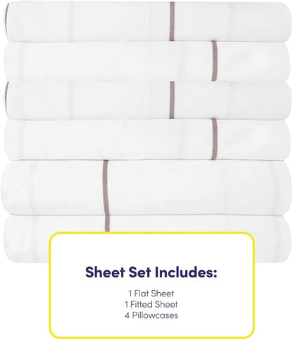 Full Size Bed Sheets - 6 Piece 1500 Supreme Collection Fine Brushed Microfiber Deep Pocket Full Sheet Set Bedding - 2 Extra Pillow Cases, Great Value, Full, Window Pane White