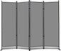 RANTILA 4 Panel Room Divider, 6 FT Folding Privacy Screen with Wide Feet, Freestanding Partition for Room Separation, Portable Room Divider Panel, 89" W x 71" H, Grey