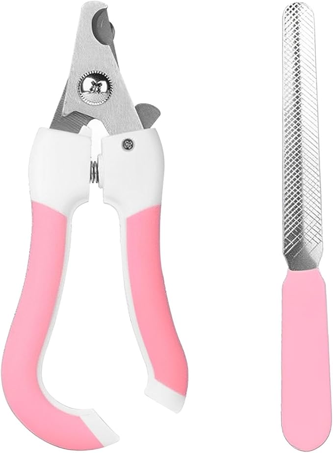 Cat Nail Clippers for Beginners and Groomers - Durable pet trimmer - Supplies with Safety Guard, Avoid Overcutting - Grooming Tool for Small Animals Tiny Dog Indoor Cat Bunny Rabbit Bird Kitten (Pink)-Mewly Pet