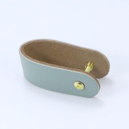 Leather Drawer Pulls and Knobs Soft Cabinet Handles Modern Cabinets Door Knob for Furniture Cupboards Wardrobe Dresser Decorative Handle with Screw 4 Pcs (Light Blue)