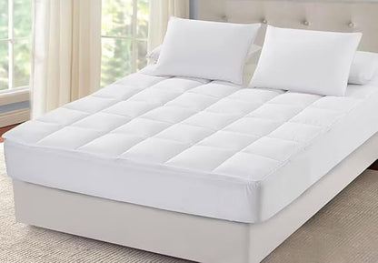 Sleep Mantra 100% Cotton Mattress Topper Twin XL Size - Premium Wrap-Around Cooling Topper Fits up to 20-Inch Mattress - Extra Soft, Deep Pocket, Breathable & Plush Quilted Down Fill (White)