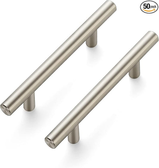 Ravinte 50 Pack 6 inch Cabinet Pulls Brushed Nickel Stainless Steel Kitchen Cupboard Handles Cabinet Handles, 3.5 inch Hole Center