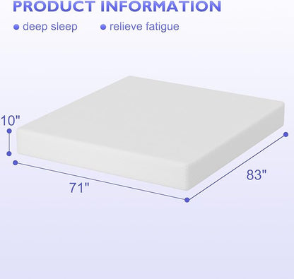 PayLessHere 10 Inch Gel Memory Foam Mattress Medium Firm Mattresses CertiPUR-US Certified Bed-in-a-Box Pressure Relieving California King Size,Fiberglass Free，White