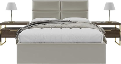 Vänt Upholstered Wall Panels - King/Cal King Size Wall Mounted Headboards - Metallic Neutral Champagne - Twin/King - Set of 4 Panels (Each Individual Panel 39"x11.5")
