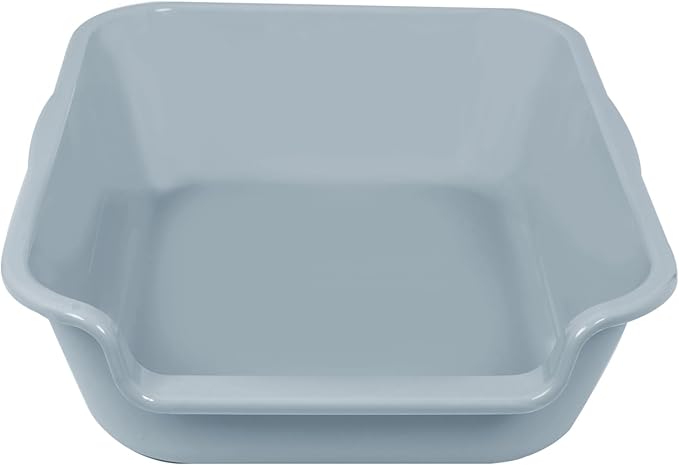 2 Pack of Extra Large Cat Litter Box (ABS Material), Low Entry Senior Litter Pen for Geriatric Kitty Big Cats, Jumbo Pet Safe Litter Boxes Tray for Indoor Pets Potty (Gray, 20" L x 15.5" W)-Mewly Pet