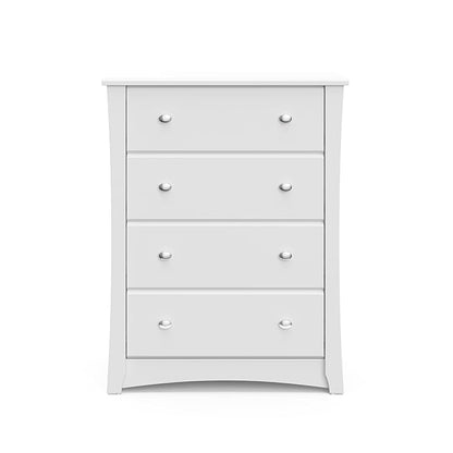 Storkcraft Crescent 4 Drawer Chest (White) – GREENGUARD Gold Certified, Dresser For Nursery, 4 Drawer Dresser, Kids Dresser, Nursery Dresser Drawer Organizer, Chest of Drawers