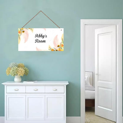Personalized Signs Watercolor Painting Sign For Kids Room Custom Name Door Flowers Wall Art Decor for Little Man Cave Floral Nursery Art Plate For Boys Room Girls Bedroom