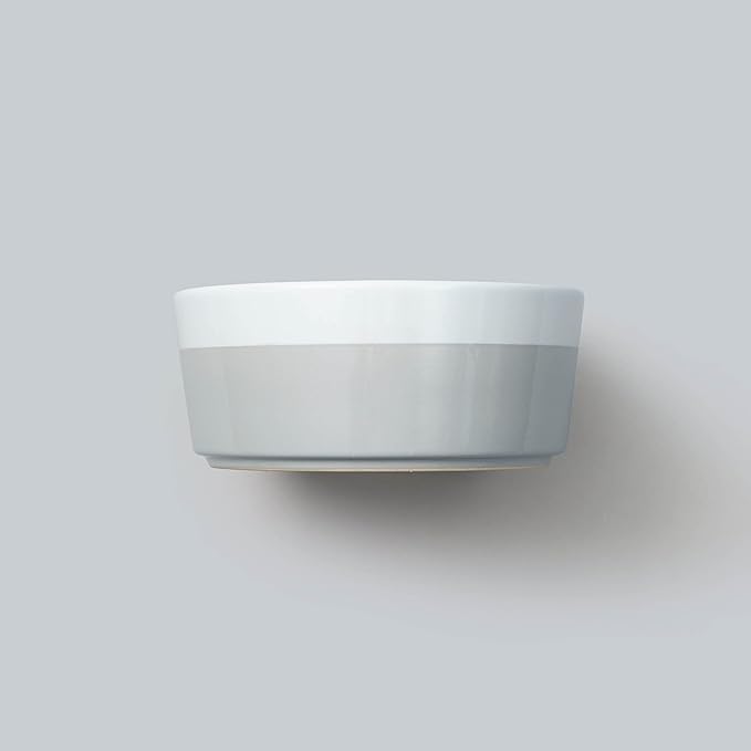 Waggo Dipper Ceramic Dog Bowl for Small and Large Breeds - Heavyweight and Durable Pet Food and Water Dish Crock, Dishwasher Safe, Modern (Light Grey, Medium)-Mewly Pet