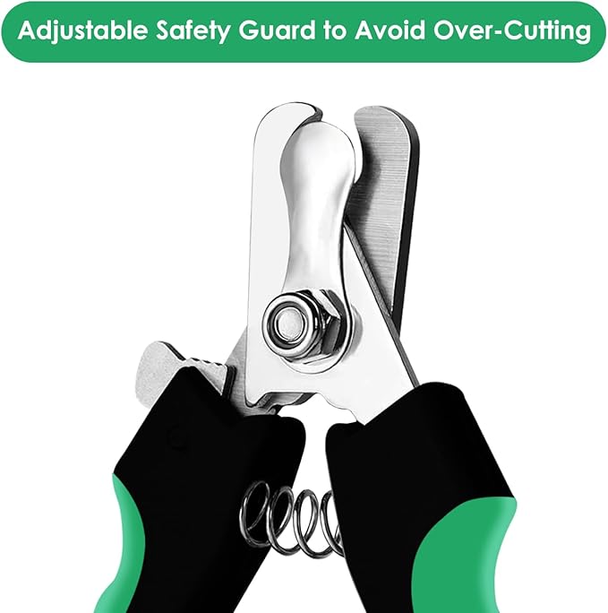 Candure Dog Nail Clippers Professional Pet Nail Clipper Suitable for Cats, Rabbits and Guinea Pigs - Safety Lock/Protective Guard to Avoid Over Cutting (Green, Medium to Small)-Mewly Pet
