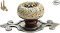 10 Pack Retro Ceramic Knobs,Vintage Dresser Kitchen Petal Cabinet Pulls Rustic Zinc Alloy Base Back Plate Kid Cupboard Wardrobe Drawer Door Handles (Leopard Print White)