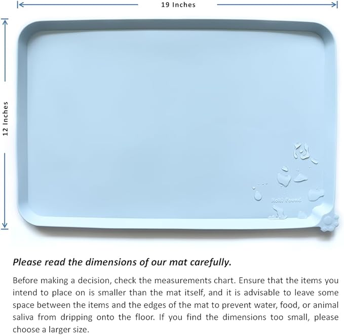 Hoki Found Silicone Pet Food Mats - Non Slip Bowl Placemats for Dogs & Cats - Waterproof, Suitable for Carpet - Frost-Mewly Pet