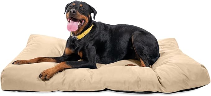 K9 Ballistics Tough Rectangle Pillow XXL Dog Bed - Removable Cover, Washable, Durable & Water Resistant Dog Bed Made for XX-Large Big Dogs 68"x40" Sandstone-Mewly Pet