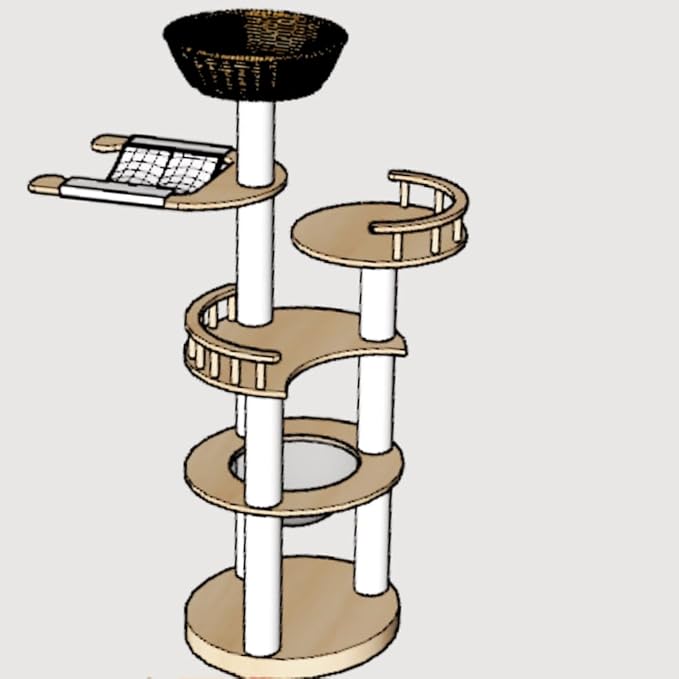 Modern Wood Cat Tree for Large Cats,Luxury Rattan Oak Cat Trees Towers，Rattan Cat Tree with Capsule &Hammock，3 Weaving Cat Nests & Washable, Sisal Scratching Posts, for Indoor Cats, (Large 02)-Mewly Pet