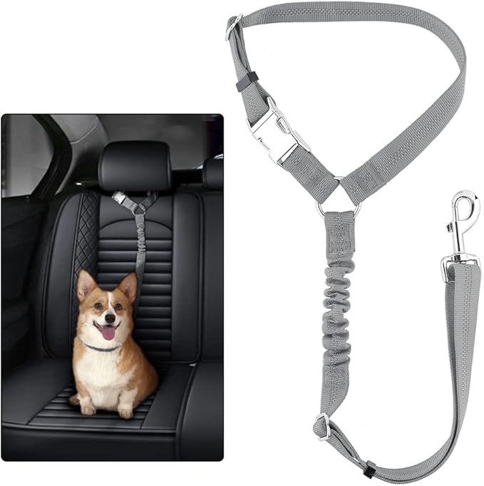 Plutus Pet Dog Seat Belt for Car Headrest, Reflective and Adjustable Restraint with Elastic Bungee for Safety, Vehicle Seatbelt Harness for Small Medium Large Dogs and Cats-Mewly Pet
