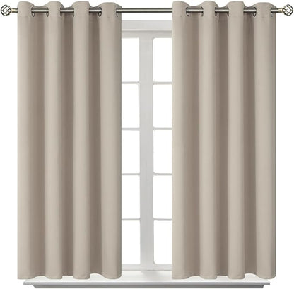 BGment Room Darkening Curtains 54 Inches Long - Grommet Thermal Insulated Drapes Window Treatment Curtains for Bedroom, 2 Panels, 52 x 54 Inch, Camel