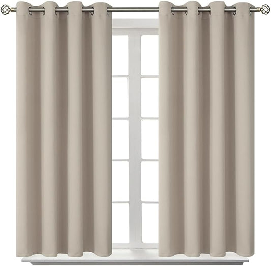 BGment Room Darkening Curtains 54 Inches Long - Grommet Thermal Insulated Drapes Window Treatment Curtains for Bedroom, 2 Panels, 52 x 54 Inch, Camel