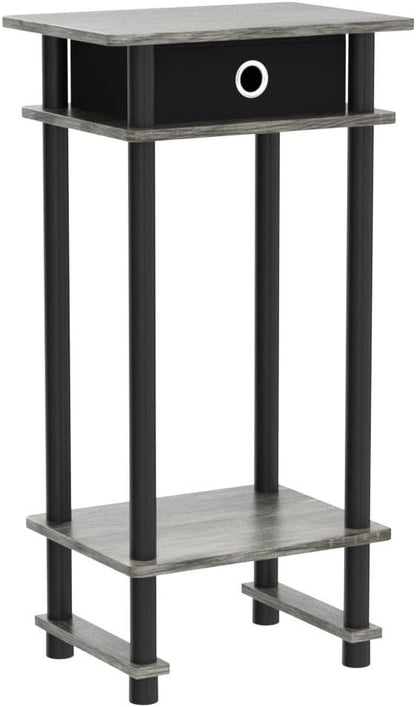 Furinno Turn-N-Tube Tall End Table, French Oak Grey/Black/Black