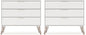 Manhattan Comfort Rockefeller 3 Drawer Dresser for Bedroom Storage, Nursery, Closet, Living Room, Entryway, TV Stand for Screens up to 32 Inches, Anti-Tip Kit Included, Set of 2, White