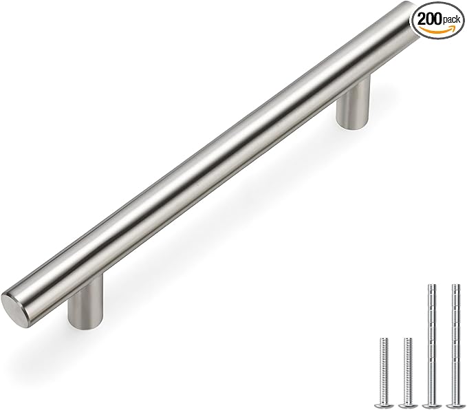 homdiy Kitchen Cabinet Handles Brushed Nickel Drawer Pulls 200 Pack 4in (102mm) Hole Centers Cabinet Pulls Brushed Nickel Cabinet Pulls Cupboard Handles Drawer Handles