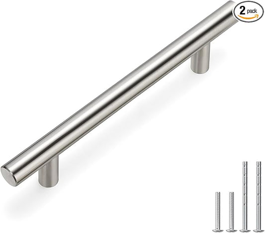 homdiy Brushed Nickel Cabinet Pulls Drawer Handles, 4in(102mm) Hole Center Dresser Drawer Handles Silver Drawer Pulls for Kitchen, Bedroom, Bathroom, Livingroom