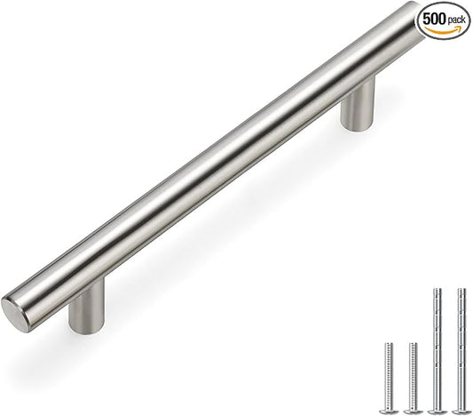 homdiy Kitchen Cabinet Handles Brushed Nickel Drawer Pulls 500 Pack 4in (102mm) Hole Centers Cabinet Pulls Brushed Nickel Cabinet Pulls Cupboard Handles Drawer Handles