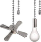 Ceiling Fan Pull Chain Ornaments Extension Chains with Decorative Light Bulb and Cord 13.6 Inches Fan Pull Chain Set For Ceiling Light Lamp Chain (Nickel)
