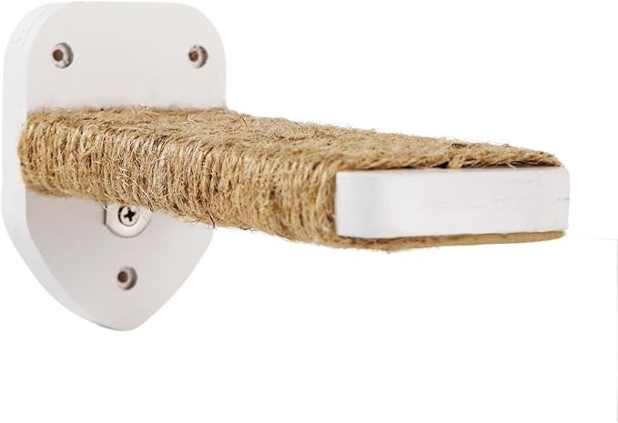 3-in-1 Cat Climbing Wall Steps with Hemp Rope, Shelves and Perches - Wall-Mounted Cat Furniture Set with Scratching Pads (White)-Mewly Pet