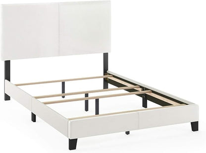 FURINNO Pessac PU Leather Upholstered Platform, Full, White