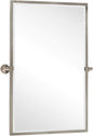 TEHOME 28.5 x 36 inch Brushed Nickel Metal Framed Pivot Rectangle Bathroom Mirror in Stainless Steel Tilting Beveled Vanity Mirrors for Wall