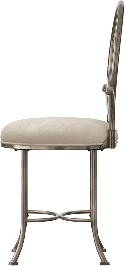 Hillsdale O'Malley Metal Vanity Stool with Spiral Pattern Design, Antique Brass