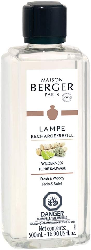 Maison Berger Wilderness Refill Oil for Lampe Berger Diffusers - Luxury Air Freshener with Lime, Grapefruit, Tomato Leaf & Patchouli Notes - 16.9 Fl Oz (500ml)
