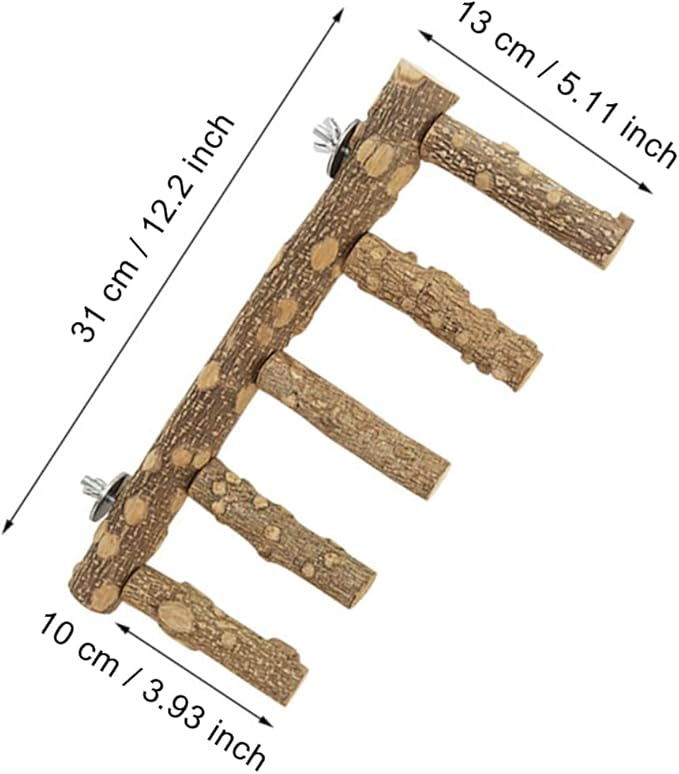 Bird Parrot Ladder Perch for Cage, Nature Wooden Bird Bridge Exercise Stands Parrot Climbing Chewing Toys for Small Animal-Mewly Pet