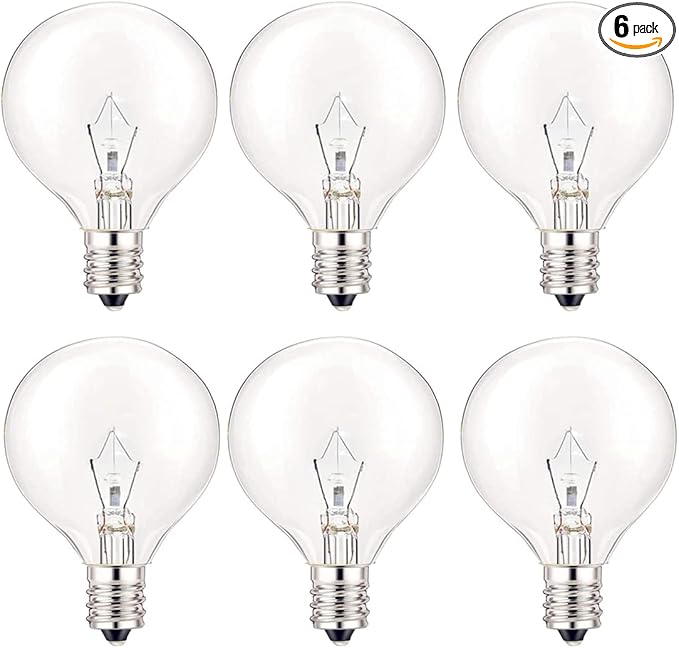 20 Watt Light Bulbs for Wax and Candle Warmers, E12 Base Lamp Bulbs for Mid-Size Scentsy Warmer, Dimmable, Warm White, High Temperature Resistance (6 PCS)