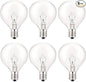 30 Watt G50 Wax Warmer Light Bulbs, Replacing Bulbs for Full Size Scentsy Warmers, E12 Base G16.5 Globe Clear Bulb for Candle Wax Warmer, Long Lifespan, 120 Volt (6 Pack)
