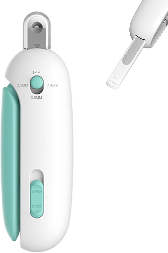 Pett Nail Clipper for Cats - Gentle Round-Hole Trimmer with Dust Storage | Adjustable Size & Hidden Nail File | Pet Grooming Tool for Safe & Loving Care (Blue)-Mewly Pet