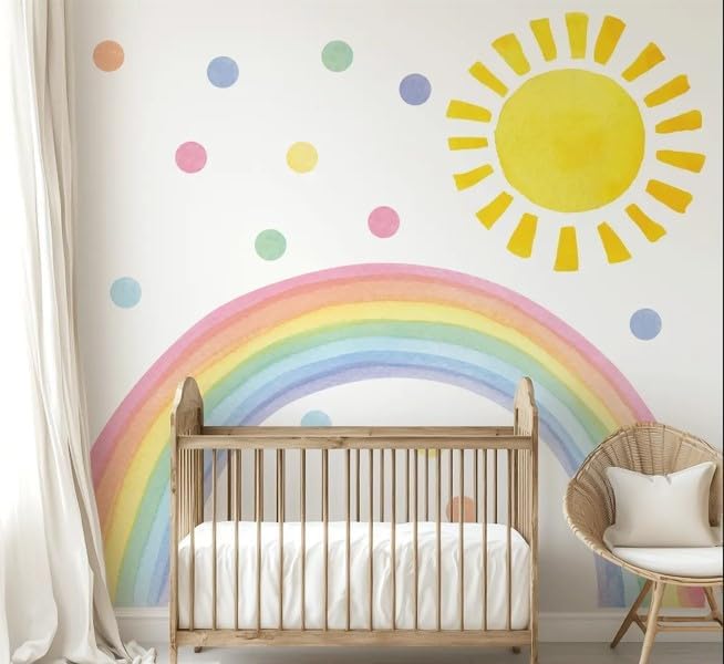 Large Rainbow Wall Decals – Removable Peel and Stick Décor for Kids Room, Playroom, Nursery Walls, and Bedroom Wall Décor - Wall Sticker (147" W x 78" H)