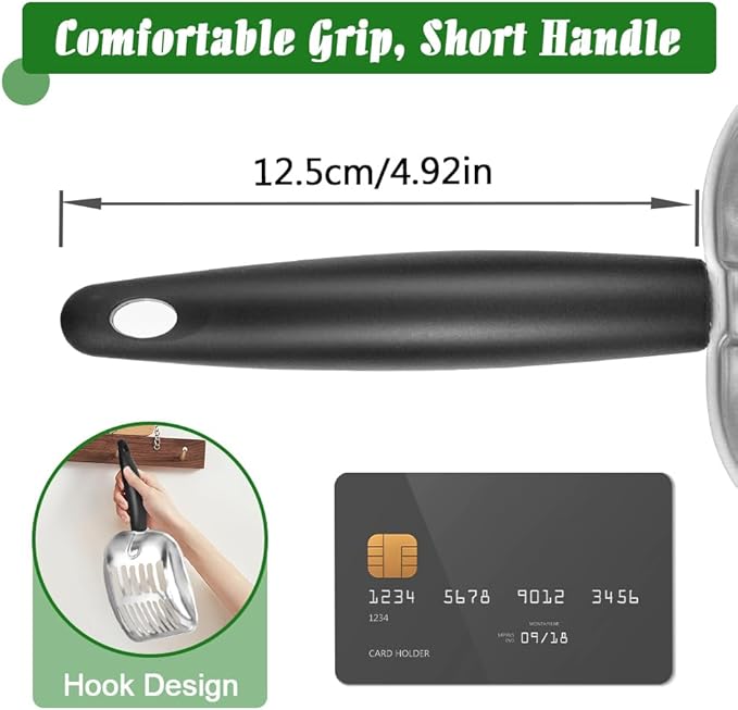 Cat Litter Scoop -Metal Cat Litter Scoop-Sturdy Mesh Scooper - Mesh Shovel-Easy to Clean - Suitable for Cat Litter Box -Black-Mewly Pet