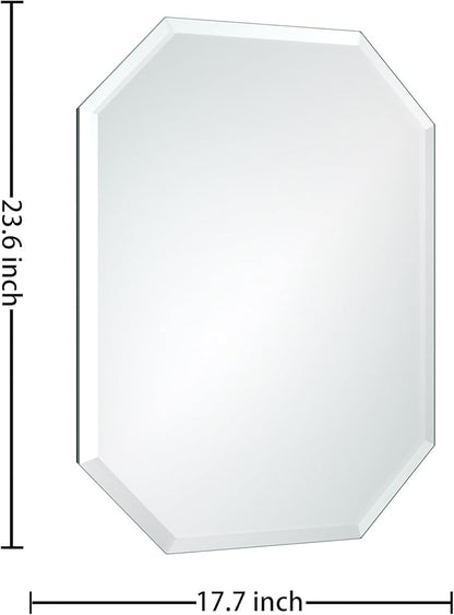 Silver Wall Mirror-Beveled Edge Frameless Mirror for Bathroom, Vanity, Bedroom, Rectangle Mirrors （18X24inch）