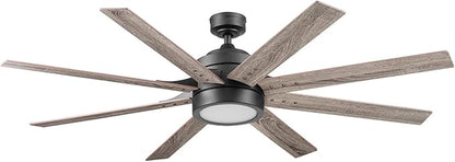 Honeywell Ceiling Fans Xerxes Modern 62 Inch Ceiling Fan with Light, Remote Control Fan, LED Indoor Fan with 8 Blades, Dark Elm and Rough Pine Blade Finish Options, Bronze (50609-01)