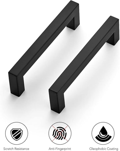 Ravinte 10 Pack 4-1/2 Inch Kitchen Square Cabinet Handles Matte Black Pulls Black Drawer Pulls Kitchen Cabinet Hardware Handles