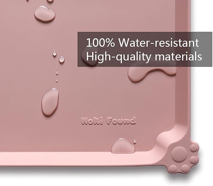 Hoki Found Large Non Slip Pet Feeding Mats - Silicone tray - Waterproof Bowls - Neutral Pink-Mewly Pet