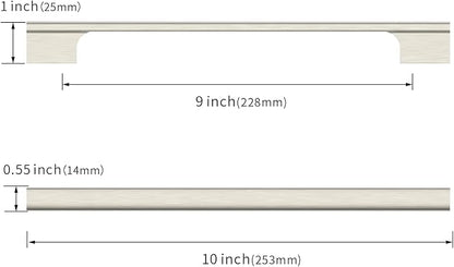 Asidrama 10 Pack 9 Inch(228mm) Brushed Satin Nickel Kitchen Cabinet Handles, Cabinet Pulls Kitchen Cabinet Hardware for Cupboard Drawer Pulls