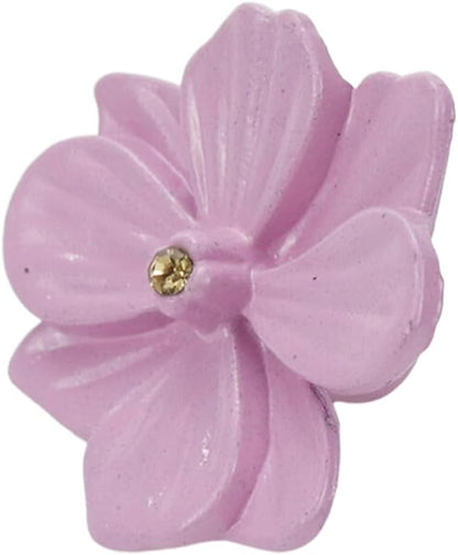 6Pcs Flower Shaped Drawer Knobs Single Hole Dresser Knobs Zinc Alloy Knobs, 1.57x0.83" Pink, with Mounting Screws