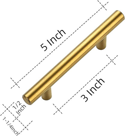 Ravinte 45 Pack 5 Inch Cabinet Pulls Brushed Brass Stainless Steel Kitchen Drawer Pulls Cabinet Handles 5”Length, 3” Hole Center
