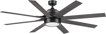Honeywell Ceiling Fans Xerxes, 62 Inch Modern Indoor Ceiling Fan with Lights and Remote Control, Color Changing LED, 8 Dual Finish Blades, Reversible Motor - 51904-01 (Black)