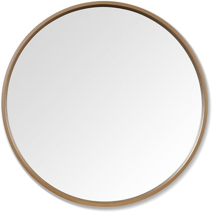 WallBeyond Round Wood Mirror 28" Circle Wall Mirror for Bathroom Round Wall Mirror for Wall Decor, Vanity, Entryway Living Room, Honey