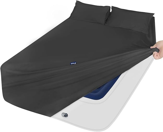 Moonsea Twin XL Sheet Set - 3-Piece Twin XL Sheets with Extra Deep Pocket and Side Pocket - Fits 16 in to 24 in Pillow Top (Black)