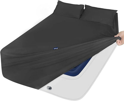 Moonsea Twin XL Sheet Set - 3-Piece Twin XL Sheets with Extra Deep Pocket and Side Pocket - Fits 16 in to 24 in Pillow Top (Black)