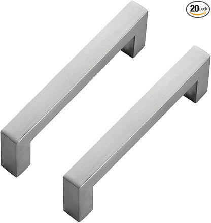 Ravinte 20 Pack Brushed Nickel Kitchen Cabinet Handles 4 Inch Cabinet Pulls Square Kitchen Hardware for Cabinet Drawer Pulls Drawer Handles Come with Screwdriver